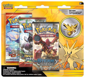 POKEMON Legendary Birds Blister Pack with 3 Booster Packs and a Pin - Zapdos (May have shelf wear)