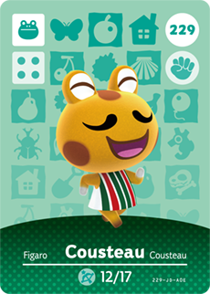 229 Cousteau Authentic Animal Crossing Amiibo Card - Series 3