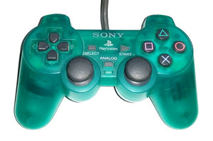 PSOne Dualshock Controller Official Playstatation with PS One Logo and Light Gray Buttons SCPH-110 (Transparent Green)