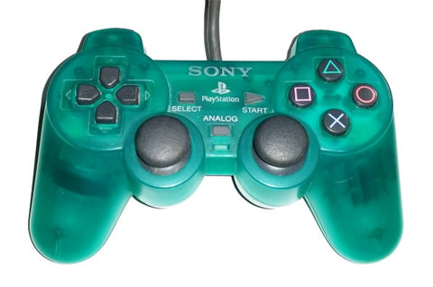 PSOne Dualshock Controller Official Playstatation with PS One Logo and Light Gray Buttons SCPH-110 (Transparent Green)