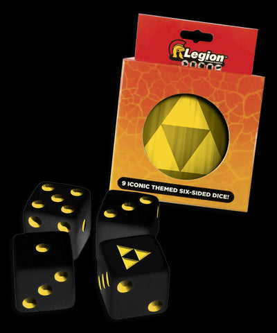 Legion Six-Sided 9 Iconic Themed Black Dice - Triforce