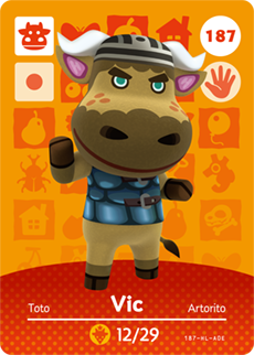187 Vic Authentic Animal Crossing Amiibo Card - Series 2