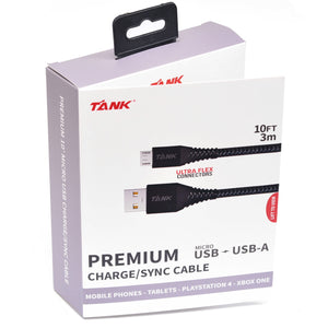 Tank Premium Ultra Flex 10' Micro USB BLACK
