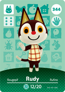 344 Rudy Authentic Animal Crossing Amiibo Card - Series 4