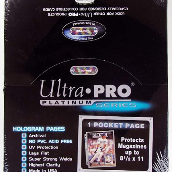 Ultra Pro - Platinum Series 1-Pocket Binder Pages - 8-1/2" X 11" - 100ct Box Clear