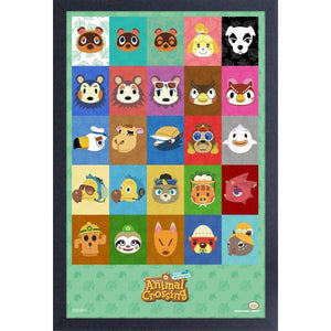 Animal Crossing New Horizons Character Icons 11″ x 17″ Framed Print [Pyramid]