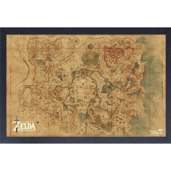 LOZ Breath of the Wild World Map 11″ x 17″ Framed Print [Pyramid America]