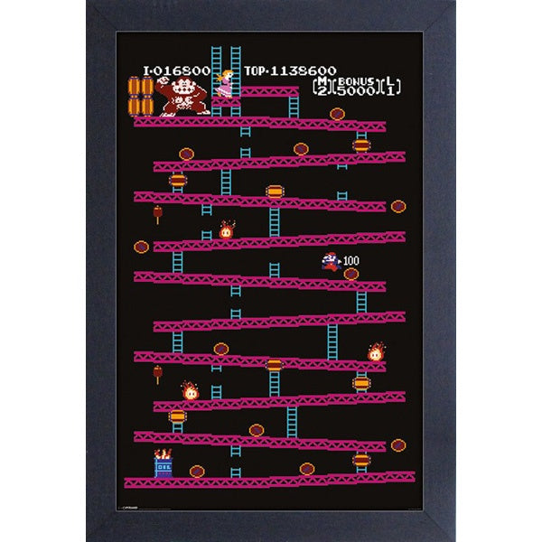 Donkey Kong Level 1 11″x17″ Framed Print [Pyramid America]