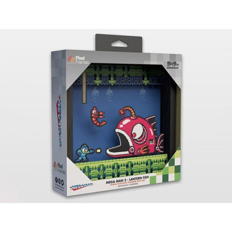 Mega Man Lantern Fish Boss Fight 9″X9″ Pixel Frame 3D Pixel Box Art