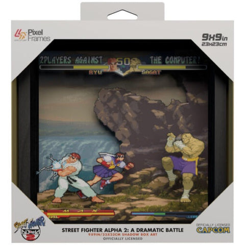 Street Fighter Alpha 2: A Dramatic Battle 9″ X 9″ Pixel Frame 3D Pixel Box Art