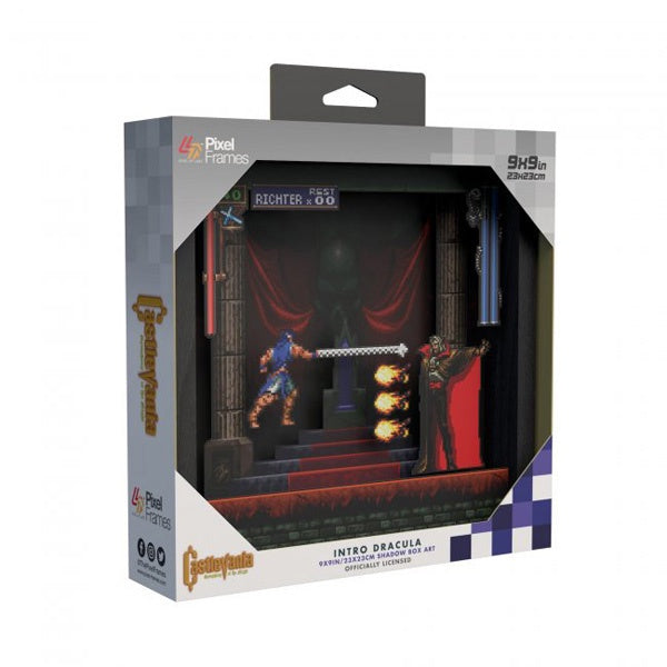 Castlevania Symphony of the Night Intro Dracula 9″x9″Pixel Frame 3D Pixel BoxArt