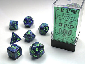 Chessex - Lustrous Polyhedral 7-Die Dice Set - Dark Blue/Green