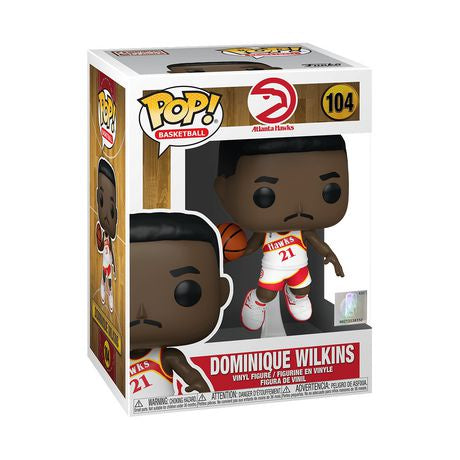 Funko POP! Basketball: Atlanta Hawks White Jersey - Dominique Wilkins #104 Vinyl Figure