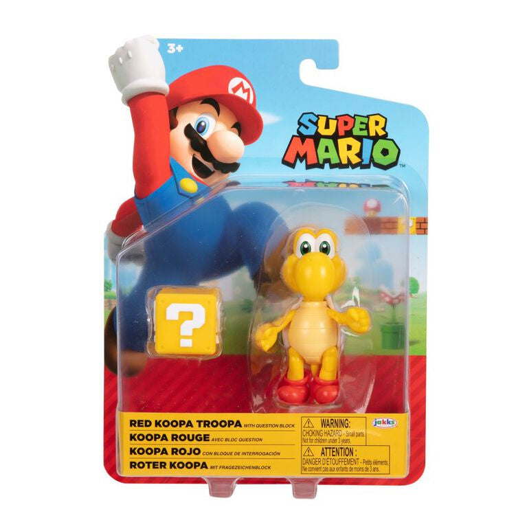 Super Mario - Red Koopa Troopa with Question Block 4" Figure [Jakks Pacific]