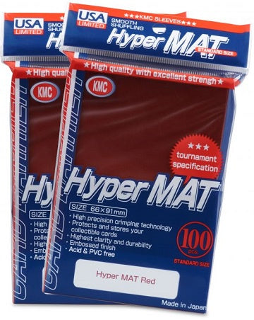 KMC Card Barrier - Standard Size - Hyper Mat Sleeves 100ct - Red