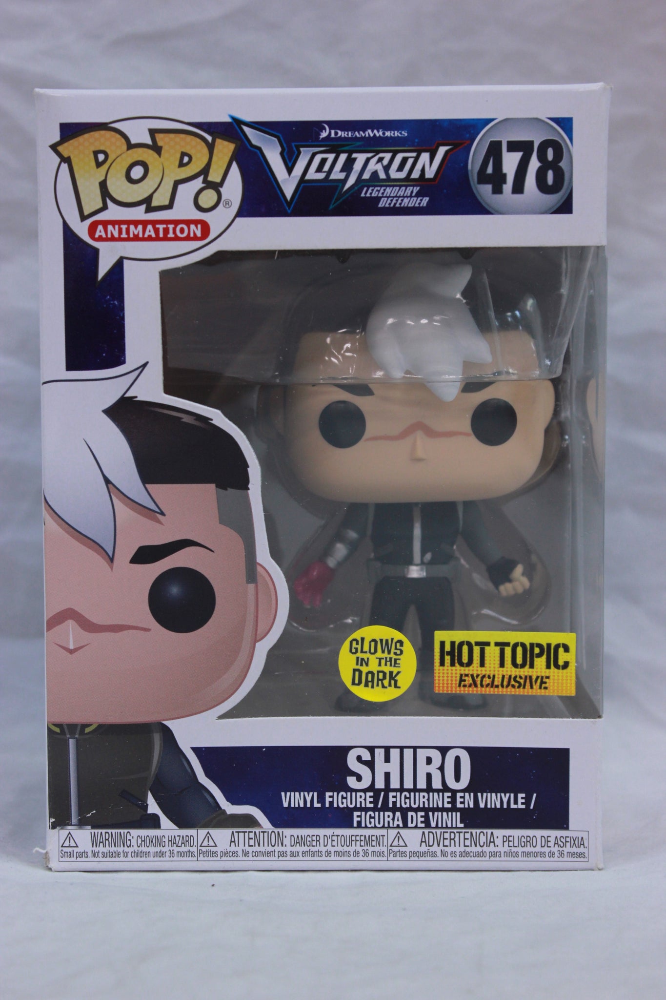 Funko POP! Animation: Dreamworks Voltron Legendary Defender - Shiro #478 (Glows in the Dark) Exclusive Vinyl Figure (New Open Box Pre-Owned, Box Wear)