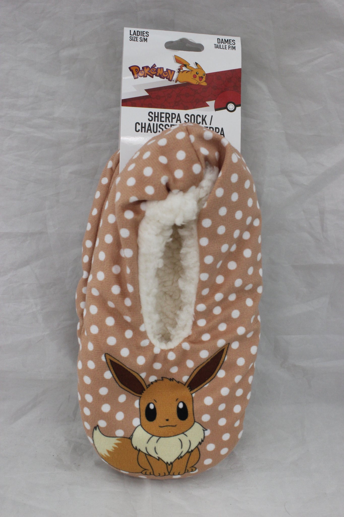 Pokemon Ladies Size S/M Sherpa Sock Slipper - Eevee (Brown)