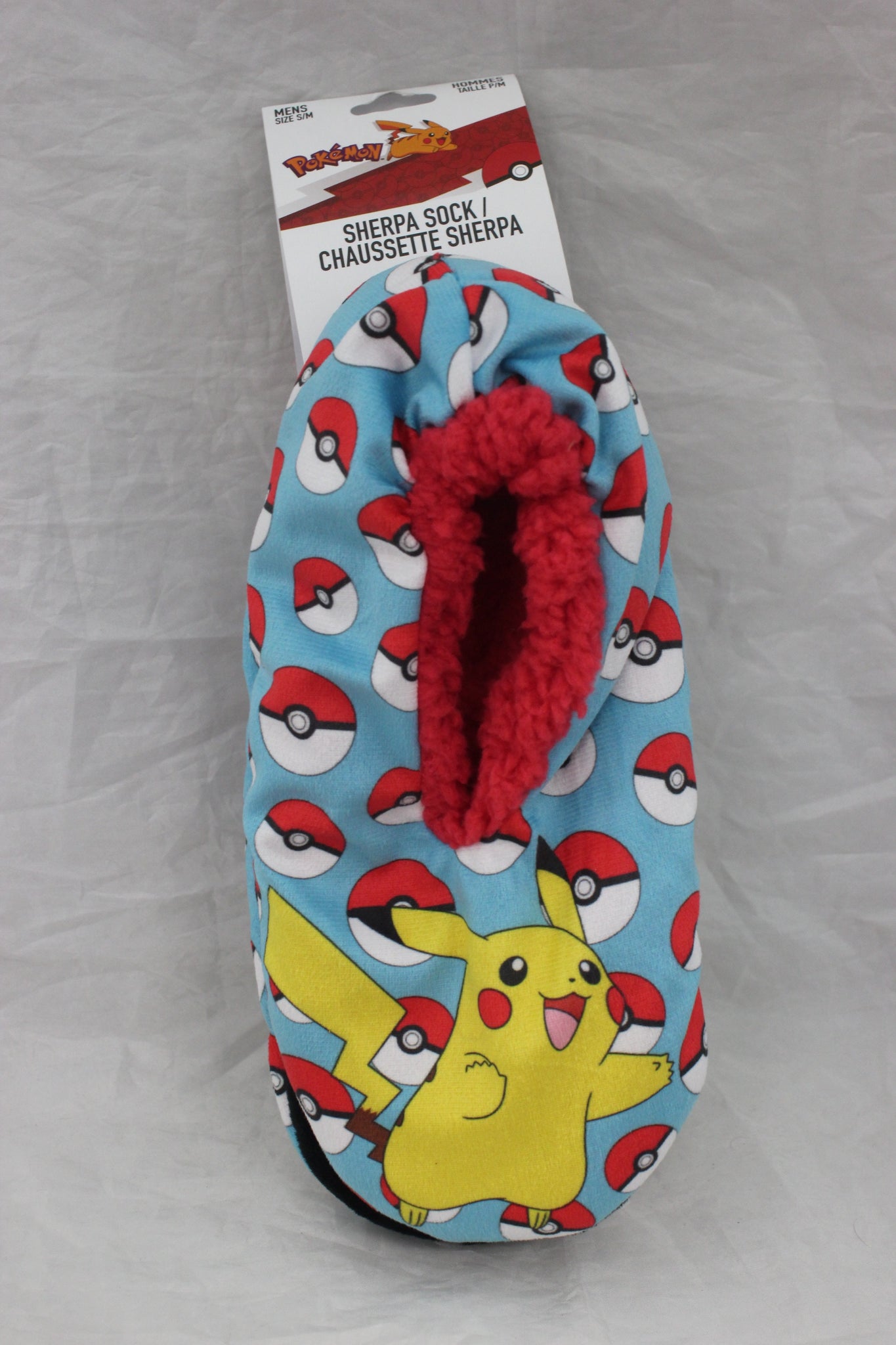 Pokemon Mens Size S/M Sherpa Sock Slipper - Pikachu