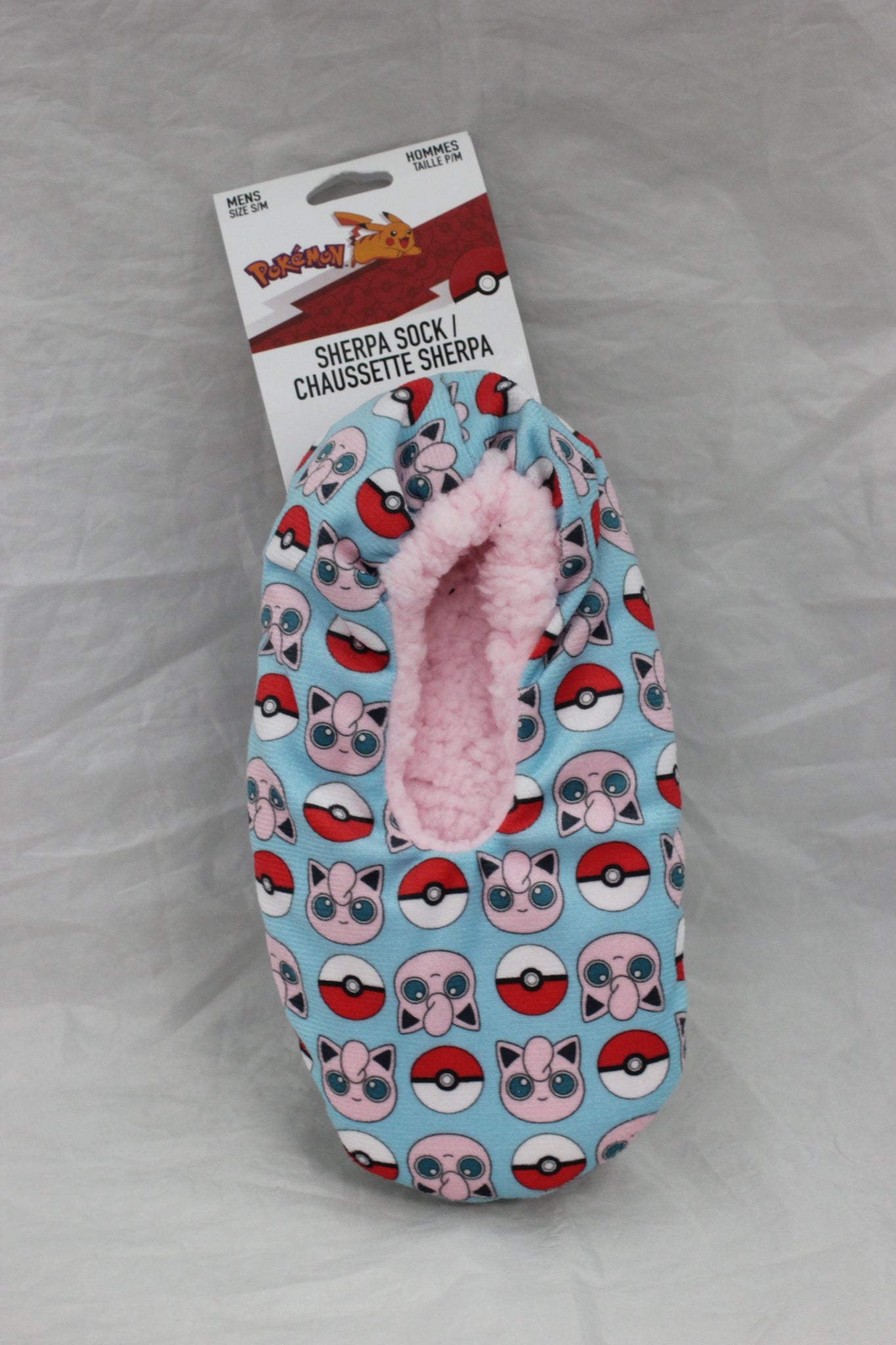 Pokemon Mens Size S/M Sherpa Sock Slipper - Jigglypuff