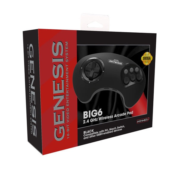 Big6 Control Pad Sega Genesis 2.4 GHZ Wireless (USB & Genesis Port Dongle) Controller