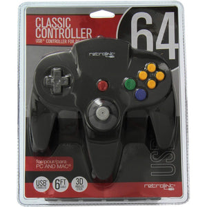 Black Nintendo 64 USB Classic Controller for PC & Mac [Retro-Link]