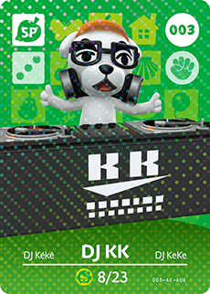 003 DJ KK SP Authentic Animal Crossing Amiibo Card - Series 1