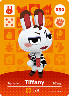 030 Tiffany Authentic Animal Crossing Amiibo Card - Series 1