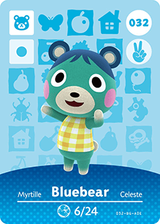032 Bluebear Authentic Animal Crossing Amiibo Card - Series 1