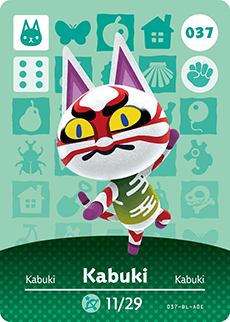 037 Kabuki Authentic Animal Crossing Amiibo Card - Series 1