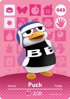 043 Puck Authentic Animal Crossing Amiibo Card - Series 1