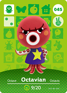 045 Octavian Authentic Animal Crossing Amiibo Card - Series 1