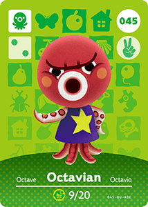 045 Octavian Authentic Animal Crossing Amiibo Card - Series 1