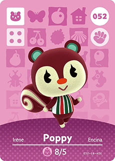 052 Poppy Authentic Animal Crossing Amiibo Card - Series 1