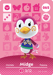 065 Midge Authentic Animal Crossing Amiibo Card - Series 1