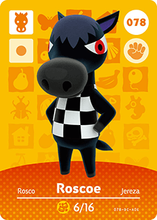 078 Roscoe Authentic Animal Crossing Amiibo Card - Series 1