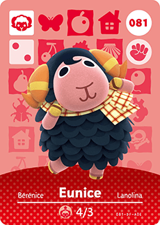 081 Eunice Authentic Animal Crossing Amiibo Card - Series 1