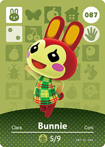 087 Bunnie Authentic Animal Crossing Amiibo Card - Series 1