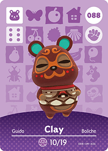 088 Clay Authentic Animal Crossing Amiibo Card - Series 1