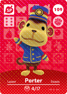 109 Porter SP Authentic Animal Crossing Amiibo Card - Series 2