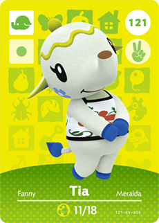 121 Tia Authentic Animal Crossing Amiibo Card - Series 2