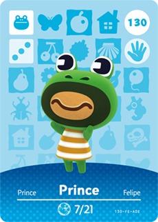 130 Prince Authentic Animal Crossing Amiibo Card - Series 2