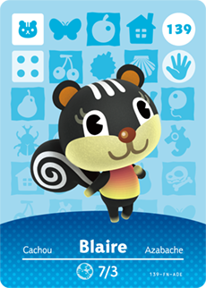 139 Blaire Authentic Animal Crossing Amiibo Card - Series 2