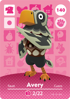 140 Avery Authentic Animal Crossing Amiibo Card - Series 2