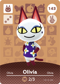 143 Olivia Authentic Animal Crossing Amiibo Card - Series 2