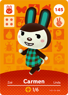 145 Carmen Authentic Animal Crossing Amiibo Card - Series 2