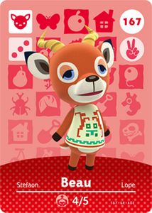 167 Beau Authentic Animal Crossing Amiibo Card - Series 2