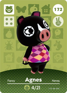 172 Agnes Authentic Animal Crossing Amiibo Card - Series 2