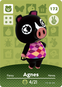 172 Agnes Authentic Animal Crossing Amiibo Card - Series 2