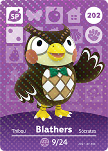 202 Blathers SP Authentic Animal Crossing Amiibo Card - Series 3 A & C Games 202 Blathers SP Authentic Animal Crossing Amiibo Card - Series 3 A & C Games