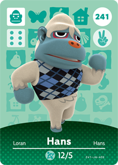 241 Hans Authentic Animal Crossing Amiibo Card - Series 3